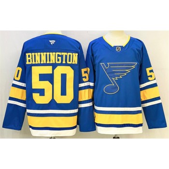 Youth St. Louis Blues #50 Jordan Binnington Blue 2025 Stitched Hockey Jersey
