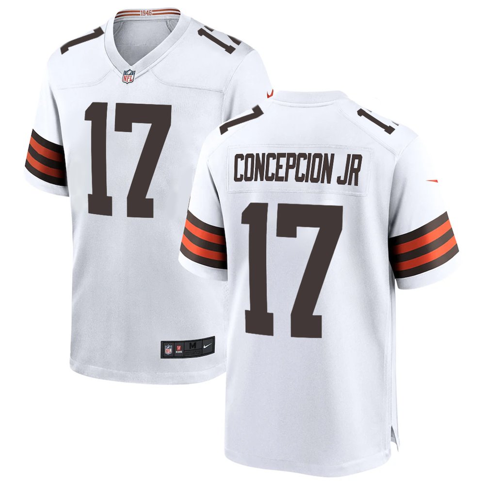 Men's Cleveland Browns #17 KC Concepcion White 2026 NFL Draft Game Jersey Men's Cleveland Browns #17 KC Concepcion White 2026 NFL Draft Game Jersey