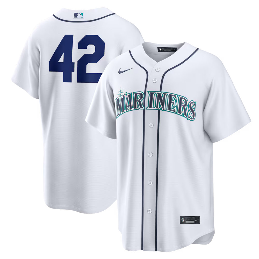 Men's Seattle Mariners #42 Jackie Robinson Nike White Home 2026 Jackie Robinson Day Replica Jersey Men's Seattle Mariners #42 Jackie Robinson Nike White Home 2026 Jackie Robinson Day Replica Jersey