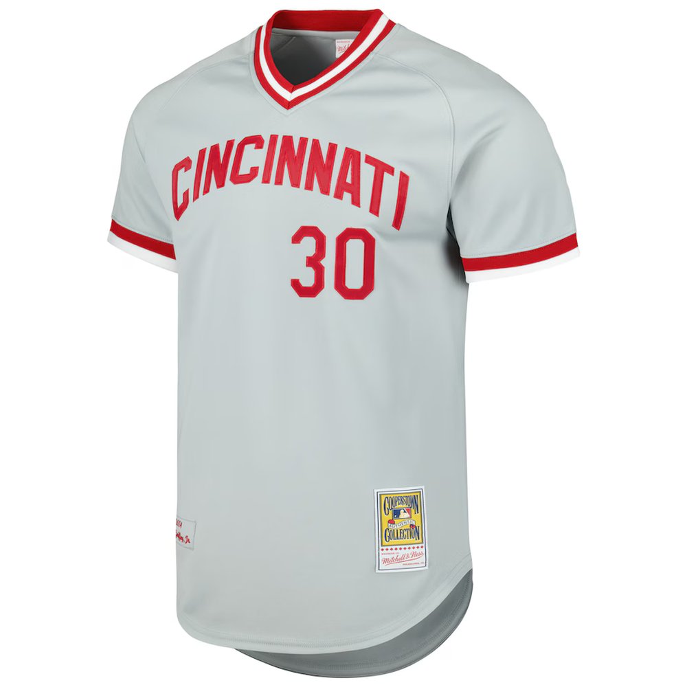 Men's Cincinnati Reds #30 Ken Griffey Jr. Gray 2004 Cooperstown Collection Authentic Throwback Jersey