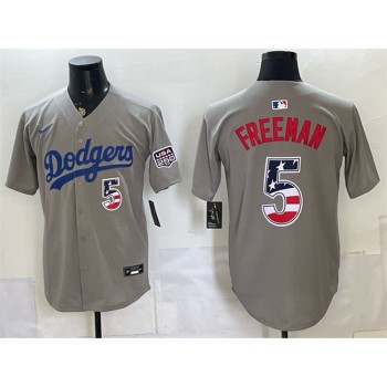 Youth Los Angeles Dodgers #5 Freddie Freeman Grey 250 Fourth of July Road Stitched Baseball Jersey Youth Los Angeles Dodgers #5 Freddie Freeman Grey 250 Fourth of July Road Stitched Baseball Jersey