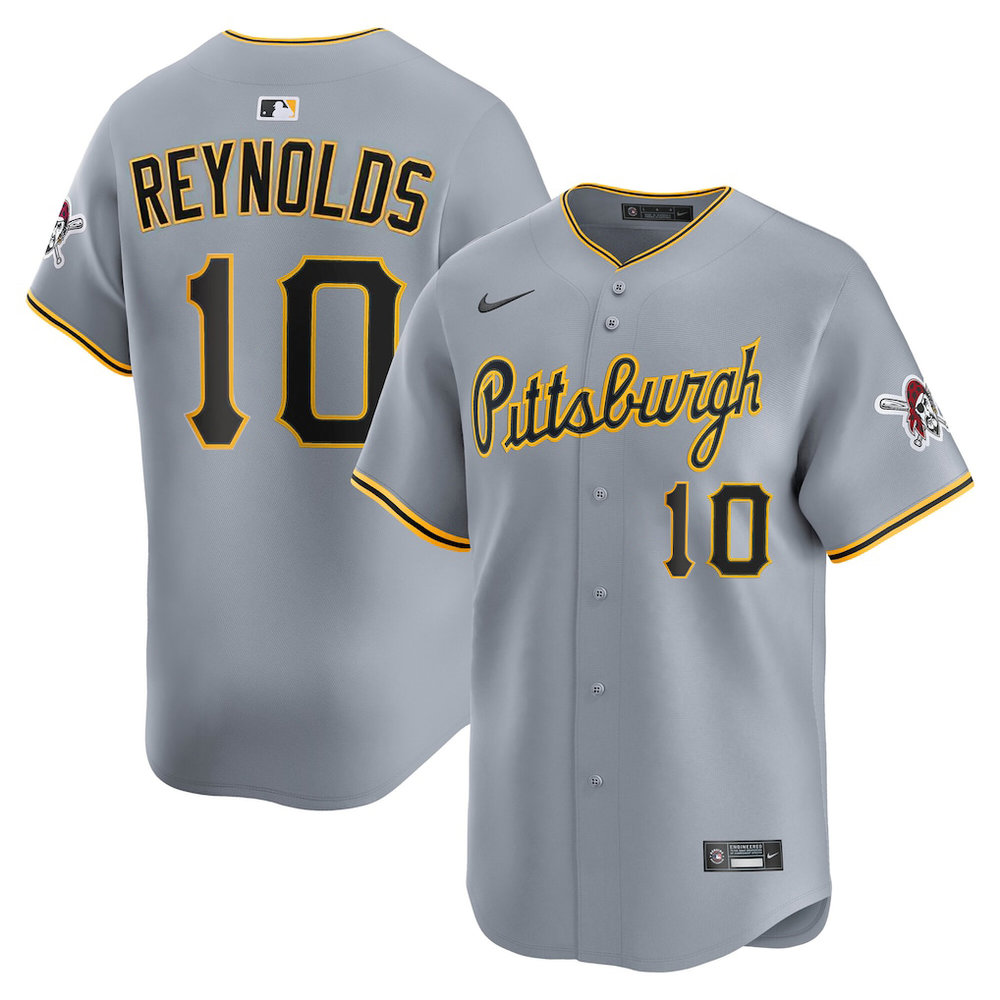 Men's Pittsburgh Pirates #10 Bryan Reynolds Nike Gray Road Limited Jersey Men's Pittsburgh Pirates #10 Bryan Reynolds Nike Gray Road Limited Jersey