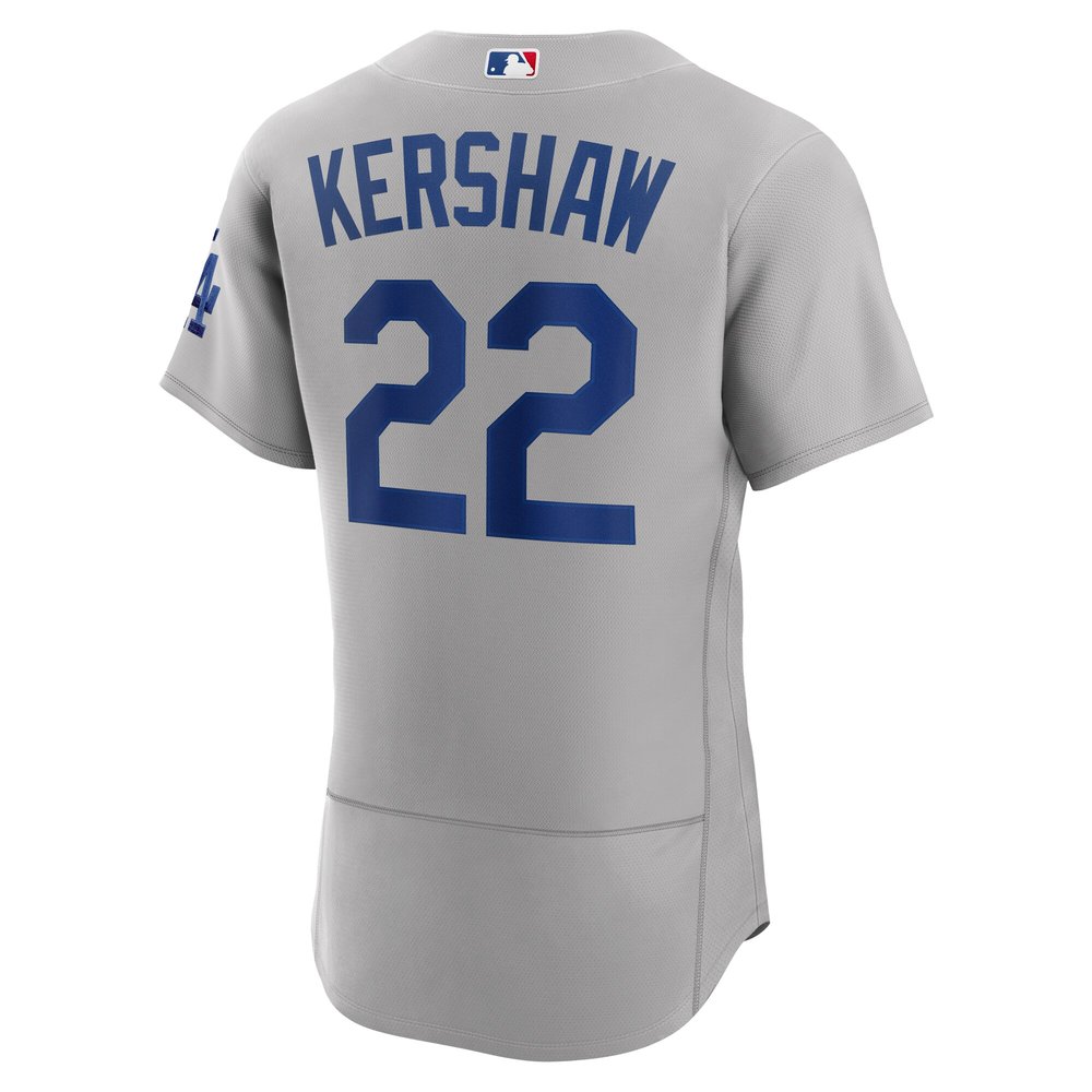 Men's Los Angeles Dodgers #22 Clayton Kershaw Gray 2024 World Series Alternate Authentic Player Jersey