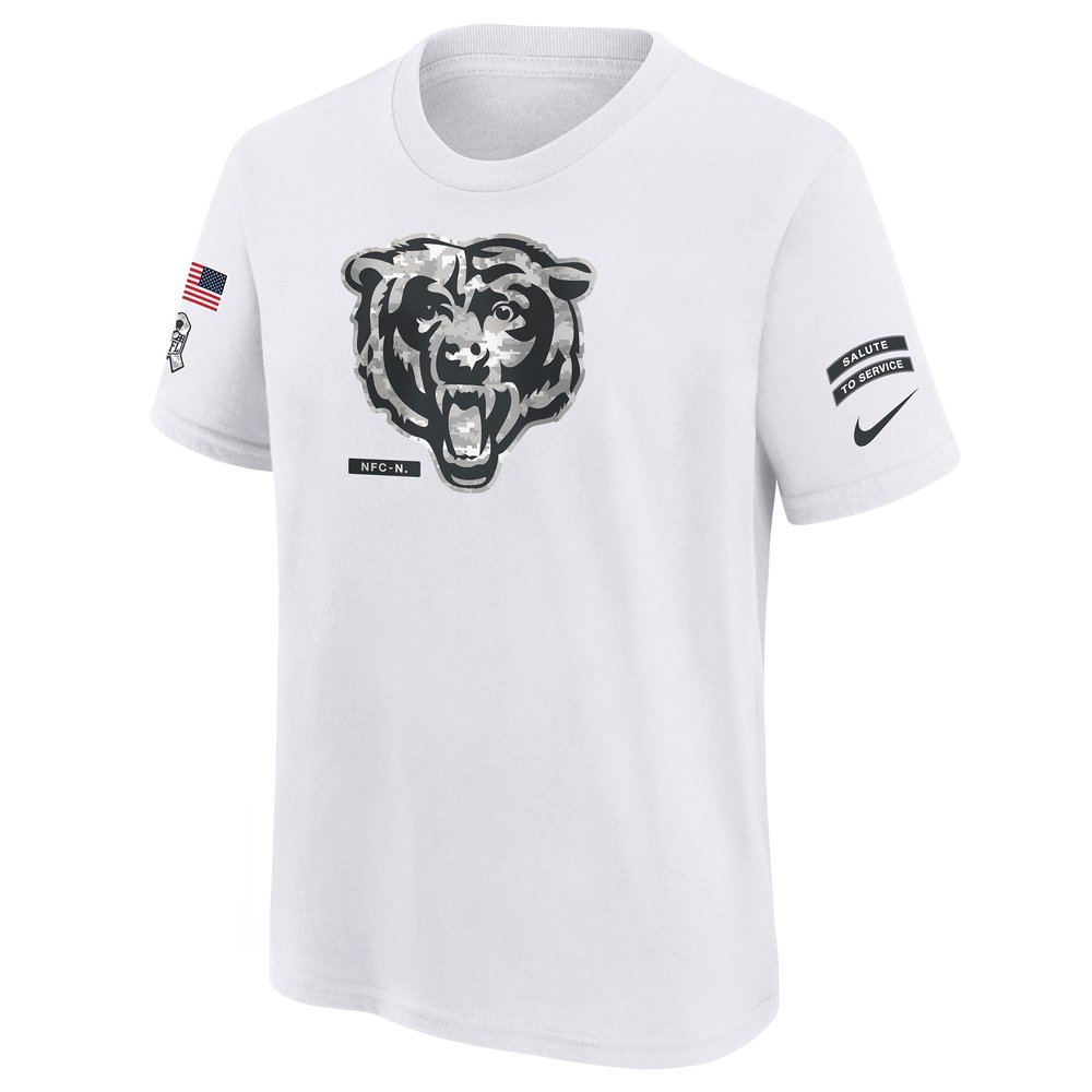 Youth Chicago Bears White 2024 Salute To Service T-Shirt Youth Chicago Bears White 2024 Salute To Service T-Shirt