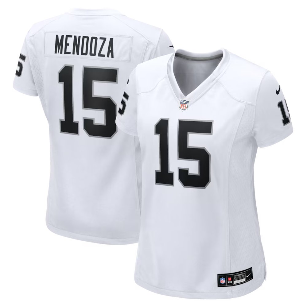 Women's Las Vegas Raiders #15 Fernando Mendoza White Game Player Jersey Women's Las Vegas Raiders #15 Fernando Mendoza White Game Player Jersey