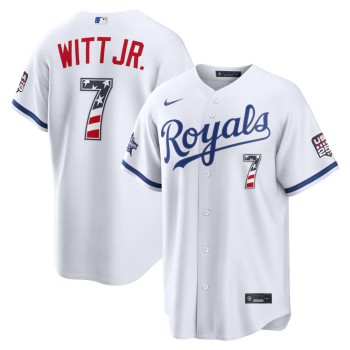 Men's Kansas City Royals #7 Bobby Witt Jr. Nike White 2026 All-Star Edition Stars & Stripes Stadium Jersey Men's Kansas City Royals #7 Bobby Witt Jr. Nike White 2026 All-Star Edition Stars & Stripes Stadium Jersey