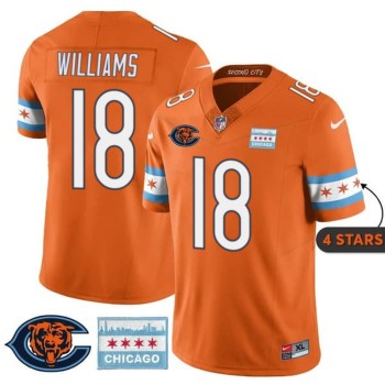 Youth Chicago Bears #18 Caleb Williams Orange City Edition With Chicago Flag Vapor F.U.S.E. Untouchable Limited Jersey