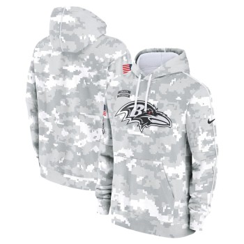 Youth Baltimore Ravens White/Gray 2024 Salute To Service Pullover Hoodie Youth Baltimore Ravens White/Gray 2024 Salute To Service Pullover Hoodie
