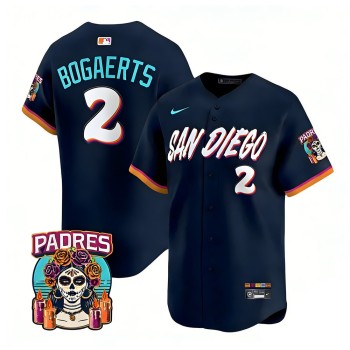 Men's San Diego Padres #2 Xander Bogaerts Navy 2026 City Connect Stitched Jersey-Button Up Men's San Diego Padres #2 Xander Bogaerts Navy 2026 City Connect Stitched Jersey-Button Up