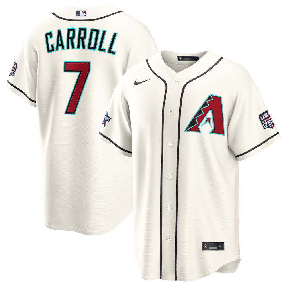 Men's Arizona Diamondbacks #7 Corbin Carroll Nike Cream 2026 All-Star Game Replica Jersey Men's Arizona Diamondbacks #7 Corbin Carroll Nike Cream 2026 All-Star Game Replica Jersey