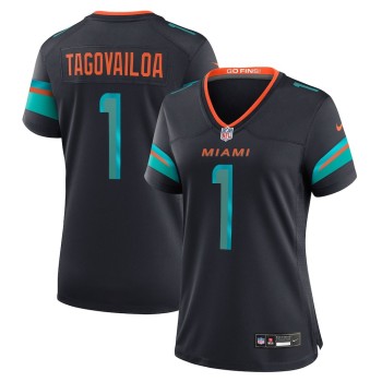 Women's Miami Dolphins #1 Tua Tagovailoa Black Rivalries Collection Game Jersey Women's Miami Dolphins #1 Tua Tagovailoa Black Rivalries Collection Game Jersey
