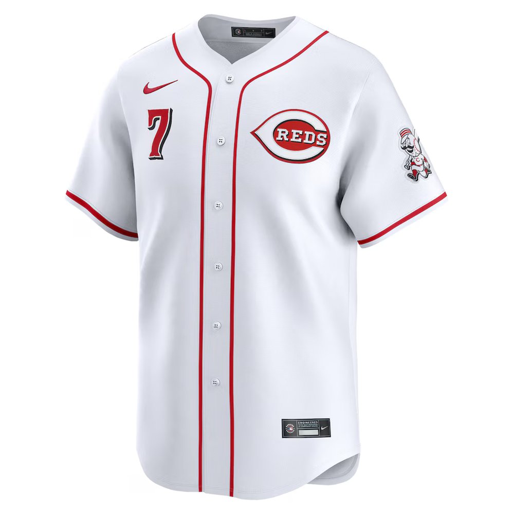 Men's Cincinnati Reds #7 Spencer Steer Nike White Home Limited Player Jersey Men's Cincinnati Reds #7 Spencer Steer Nike White Home Limited Player Jersey