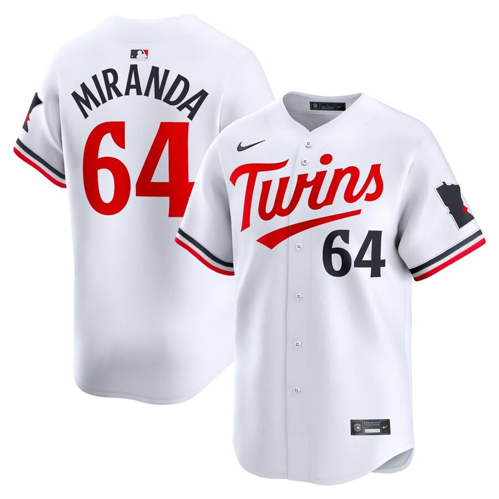 Men's Minnesota Twins #64 Jose Miranda White Home Limited Player Jersey Men's Minnesota Twins #64 Jose Miranda White Home Limited Player Jersey