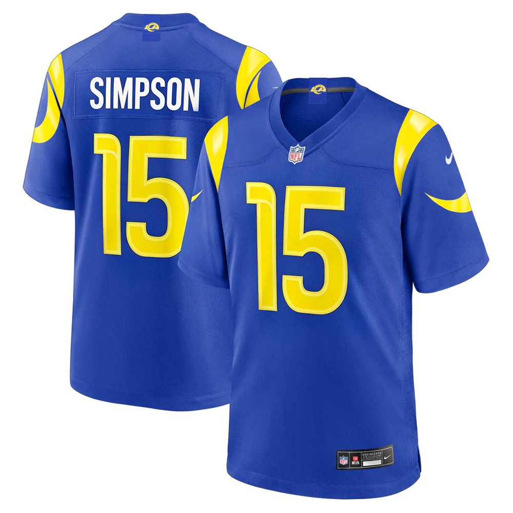 Men's Los Angeles Rams #15 Ty Simpson Navy 2026 NFL Draft Game Jersey Men's Los Angeles Rams #15 Ty Simpson Navy 2026 NFL Draft Game Jersey