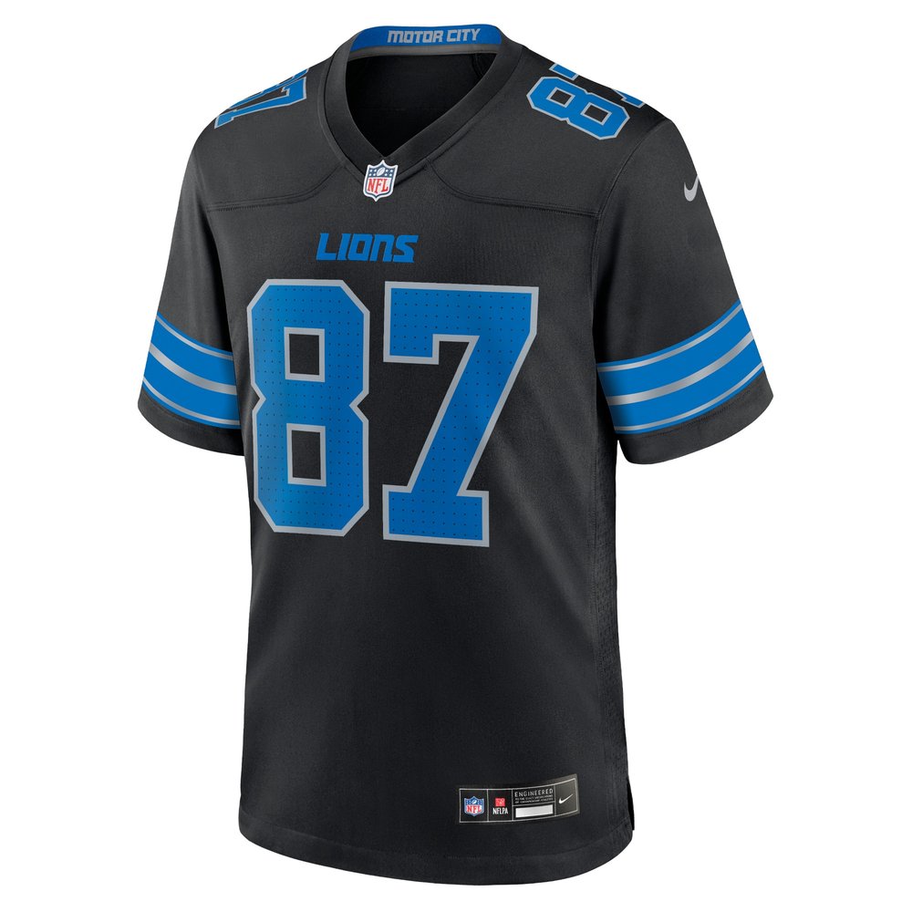 Men's Detroit Lions #87 Sam LaPorta Black 2nd Alternate Game Jersey