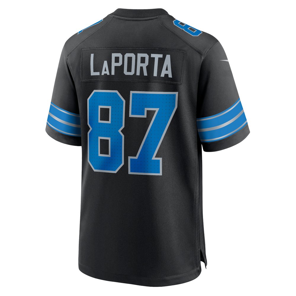 Men's Detroit Lions #87 Sam LaPorta Black 2nd Alternate Game Jersey