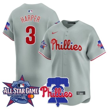 Youth Philadelphia Phillies #3 Bryce Harper Gray 2026 MLB All-Star Jersey Youth Philadelphia Phillies #3 Bryce Harper Gray 2026 MLB All-Star Jersey
