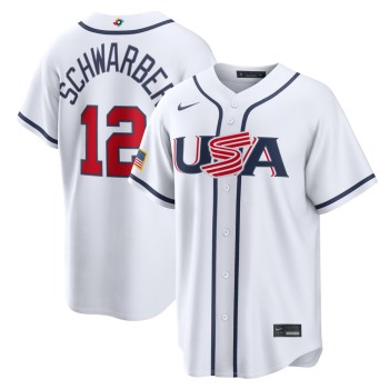 Men's USA Baseball #12 Kyle Schwarber White 2026 World Baseball Classic Home Stadium Jersey Men's USA Baseball #12 Kyle Schwarber White 2026 World Baseball Classic Home Stadium Jersey