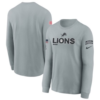 Youth Detroit Lions Gray 2024 Salute To Service Long Sleeve T-Shirt Youth Detroit Lions Gray 2024 Salute To Service Long Sleeve T-Shirt