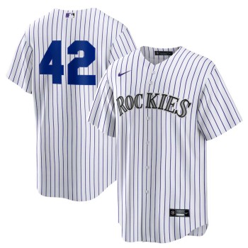 Men's Colorado Rockies #42 Jackie Robinson Nike White Home 2025 Jackie Robinson Day Replica Jersey Men's Colorado Rockies #42 Jackie Robinson Nike White Home 2025 Jackie Robinson Day Replica Jersey