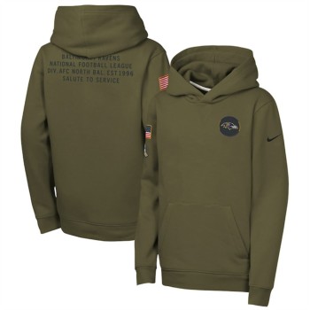 Youth Baltimore Ravens Olive 2025 Salute to Service Club Fleece Hoodie Youth Baltimore Ravens Olive 2025 Salute to Service Club Fleece Hoodie