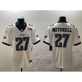Men's Philadelphia Eagles #27 Quinyon Mitchell White 2025 Super Bowl LIX Patch New Vapor Untouchable Limited Stitched Football Jersey Men's Philadelphia Eagles #27 Quinyon Mitchell White 2025 Super Bowl LIX Patch New Vapor Untouchable Limited Stitched Football Jersey