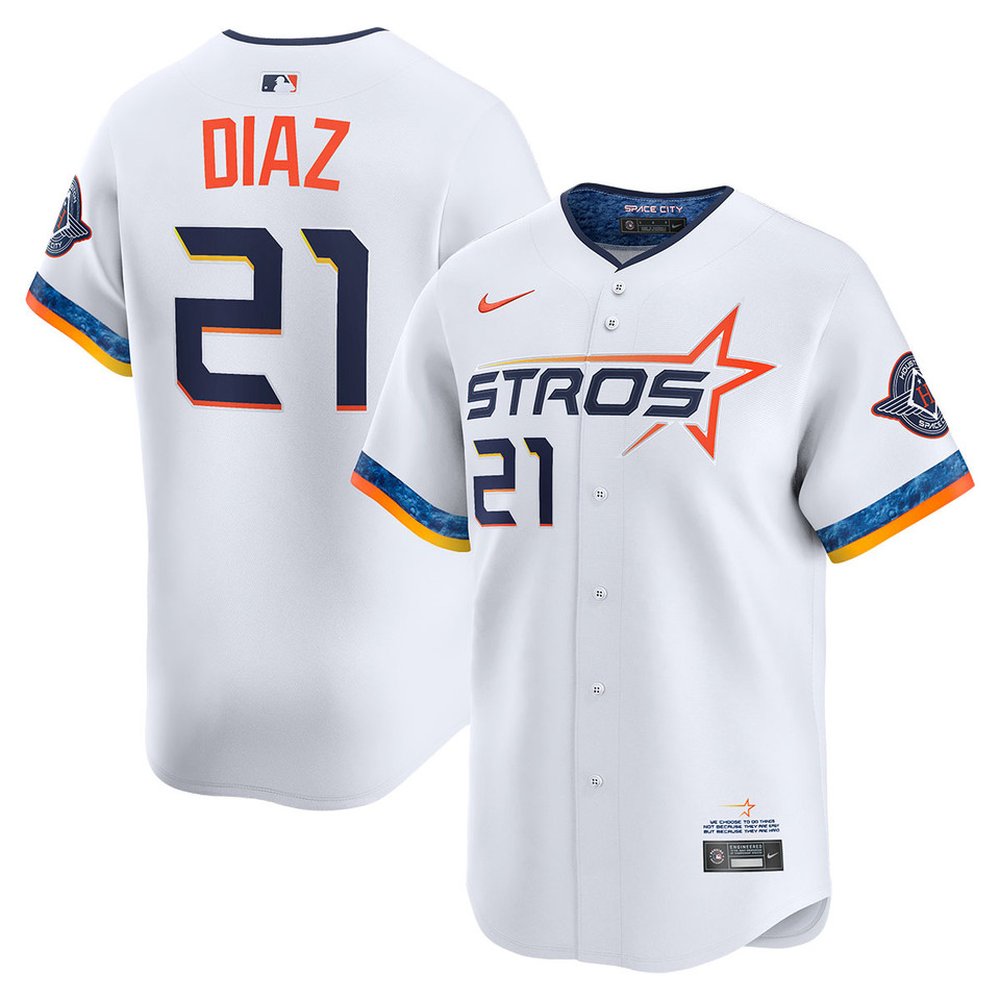 Men's Houston Astros #21 Yainer Diaz White 2025 City Connect Limited Stitched Baseball Jersey