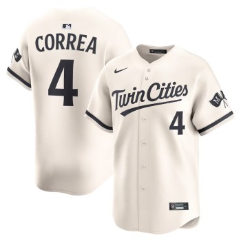 Men's Minnesota Twins #4 Carlos Correa Cream Alternate Limited Player Jersey Men's Minnesota Twins #4 Carlos Correa Cream Alternate Limited Player Jersey