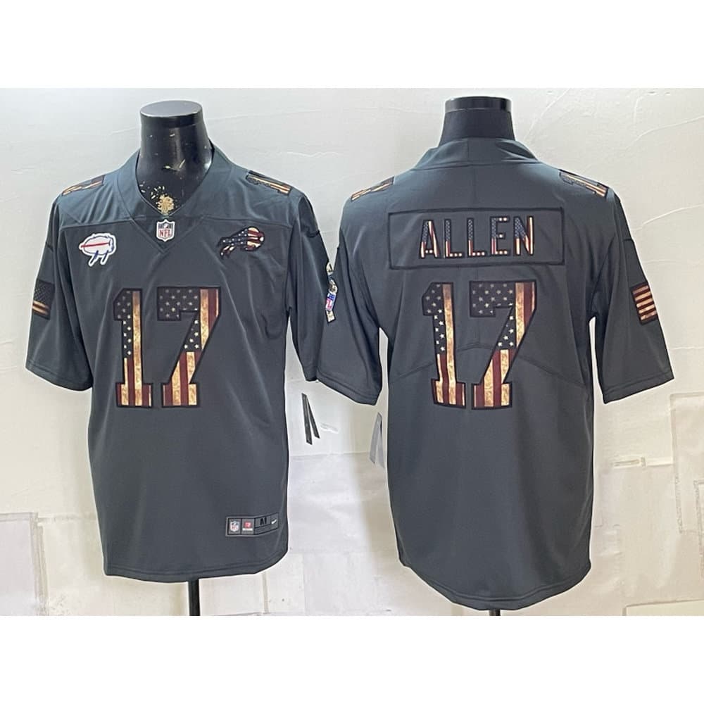 Youth Buffalo Bills #17 Josh Allen Grey USA Flag Vapor Limited Jersey Youth Buffalo Bills #17 Josh Allen Grey USA Flag Vapor Limited Jersey