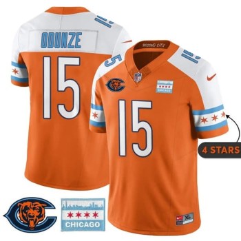 Youth Chicago Bears #15 Rome Odunze Orange Alternate City Edition With Chicago Flag Vapor F.U.S.E. Untouchable Limited Jersey