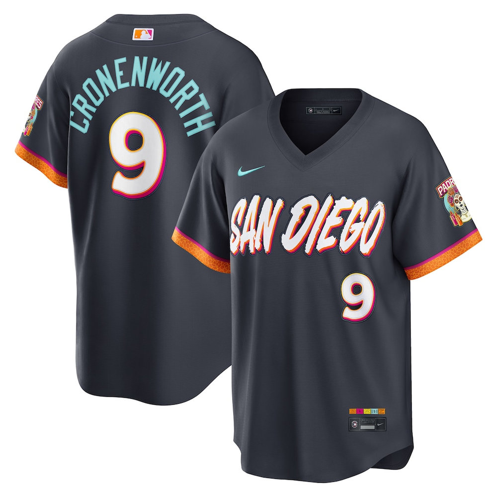 Men's San Diego Padres #9 Jake Cronenworth Nike Obsidian 2026 City Connect Stadium Jersey Men's San Diego Padres #9 Jake Cronenworth Nike Obsidian 2026 City Connect Stadium Jersey