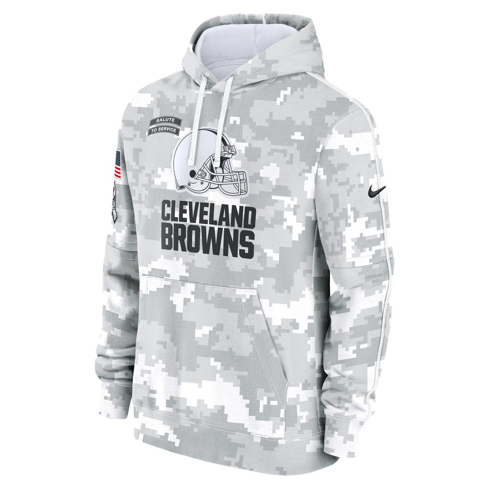 Men's Cleveland Browns Arctic Camo 2024 Salute to Service Club Fleece Pullover Hoodie