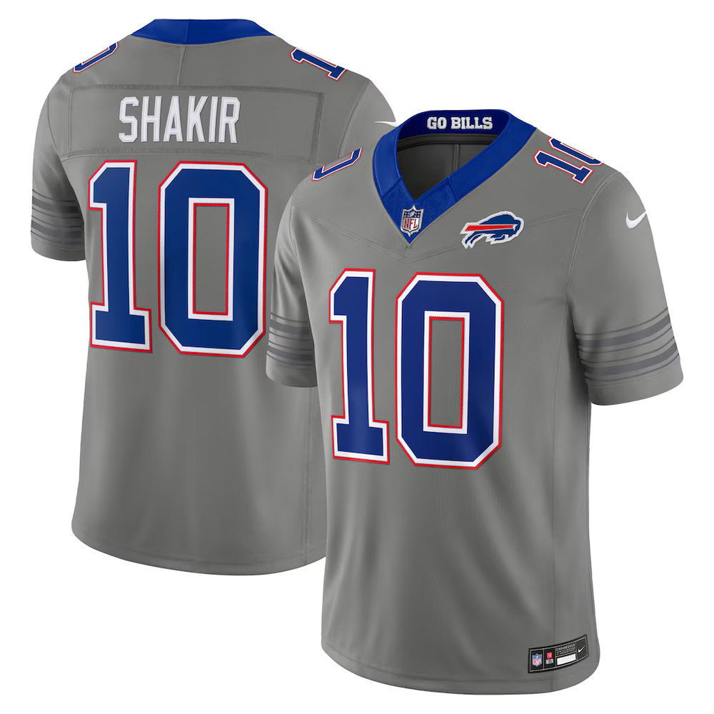 Youth Buffalo Bills #10 Khalil Shakir Nike Gray Nickel City Vapor F.U.S.E. Limited Jersey Youth Buffalo Bills #10 Khalil Shakir Nike Gray Nickel City Vapor F.U.S.E. Limited Jersey