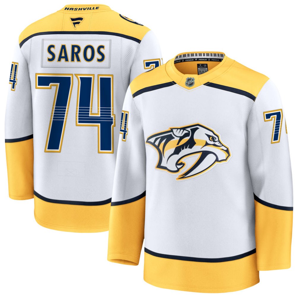 Men's Nashville Predators #74 Juuse Saros White Home Stitched Hockey Premium Jersey Men's Nashville Predators #74 Juuse Saros White Home Stitched Hockey Premium Jersey