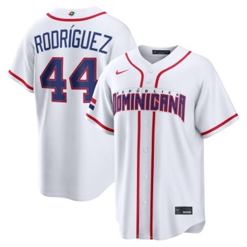 Men's Dominican Republic Baseball #44 Julio Rodriguez White 2026 World Baseball Classic Home Stadium Jersey Men's Dominican Republic Baseball #44 Julio Rodriguez White 2026 World Baseball Classic Home Stadium Jersey