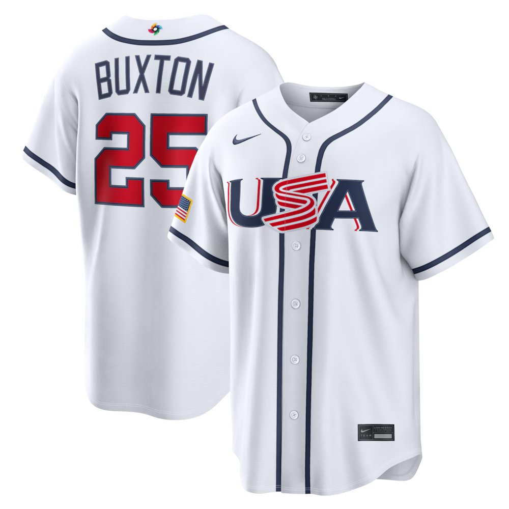 Youth USA Baseball #25 Byron Buxton White 2026 World Baseball Classic Home Stadium Jersey Youth USA Baseball #25 Byron Buxton White 2026 World Baseball Classic Home Stadium Jersey