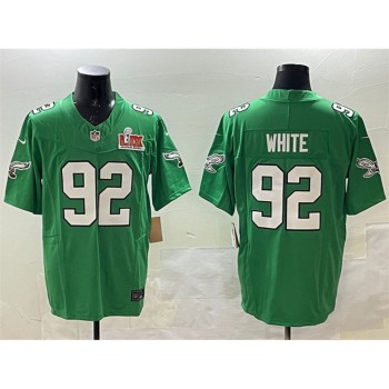 Men's Philadelphia Eagles #92 Reggie White Green 2025 Super Bowl LIX Patch F.U.S.E. Throwback Vapor Untouchable Limited Stitched Football Jersey Men's Philadelphia Eagles #92 Reggie White Green 2025 Super Bowl LIX Patch F.U.S.E. Throwback Vapor Untouchable Limited Stitched Football Jersey
