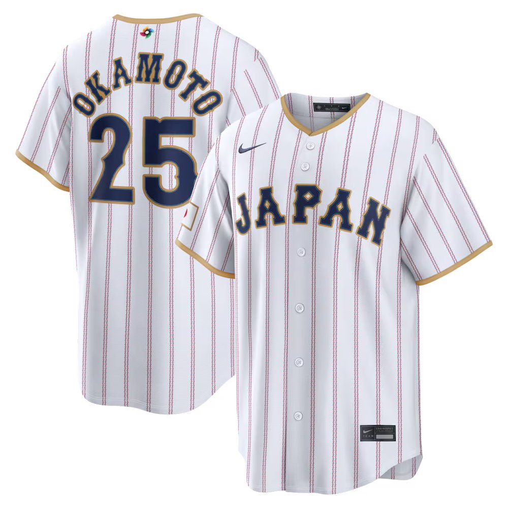 Men's Japan Baseball #25 Kazuma Okamoto White 2026 World Baseball Classic Home Stadium Jersey Men's Japan Baseball #25 Kazuma Okamoto White 2026 World Baseball Classic Home Stadium Jersey