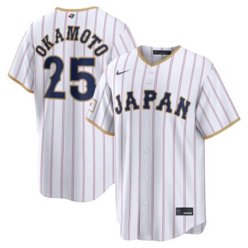 Men's Japan Baseball #25 Kazuma Okamoto White 2026 World Baseball Classic Home Stadium Jersey Men's Japan Baseball #25 Kazuma Okamoto White 2026 World Baseball Classic Home Stadium Jersey