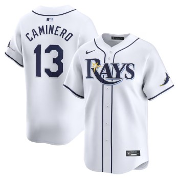 Men's Tampa Bay Rays #13 Junior Caminero White Home Limited Player Jersey Men's Tampa Bay Rays #13 Junior Caminero White Home Limited Player Jersey