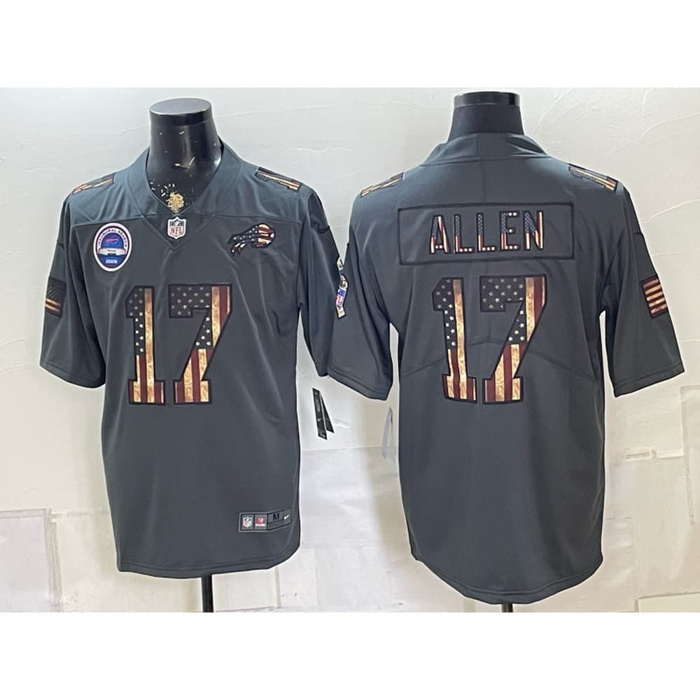 Men's Buffalo Bills #17 Josh Allen Grey USA Flag Vapor Limited Jersey Men's Buffalo Bills #17 Josh Allen Grey USA Flag Vapor Limited Jersey