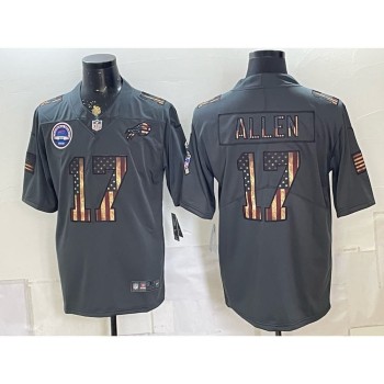 Men's Buffalo Bills #17 Josh Allen Grey USA Flag Vapor Limited Jersey
