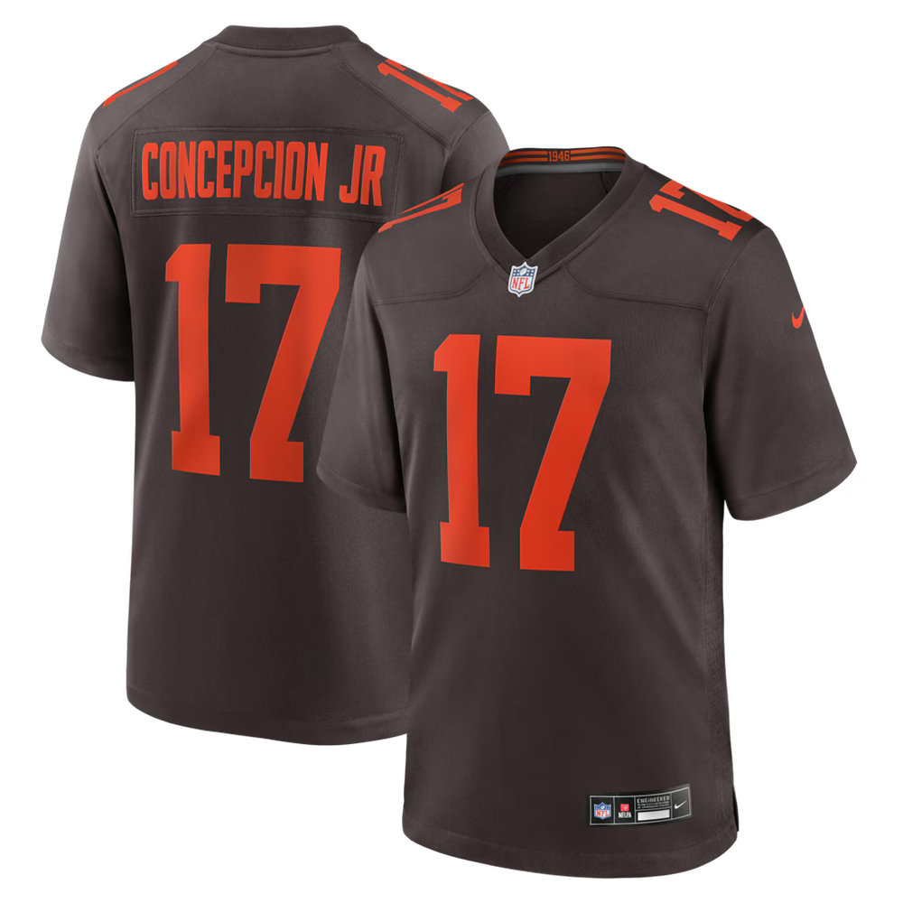Men's Cleveland Browns #17 KC Concepcion Brown 2026 NFL Draft Game Jersey Men's Cleveland Browns #17 KC Concepcion Brown 2026 NFL Draft Game Jersey