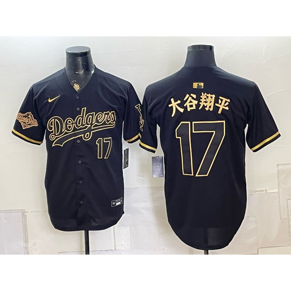 Men's Los Angeles Dodgers #17 Shohei Ohtani Black Stitched Baseball Jersey