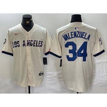 Men's Los Angeles Dodgers #34 Toro Valenzuela Cream Stitched Baseball Jersey Men's Los Angeles Dodgers #34 Toro Valenzuela Cream Stitched Baseball Jersey