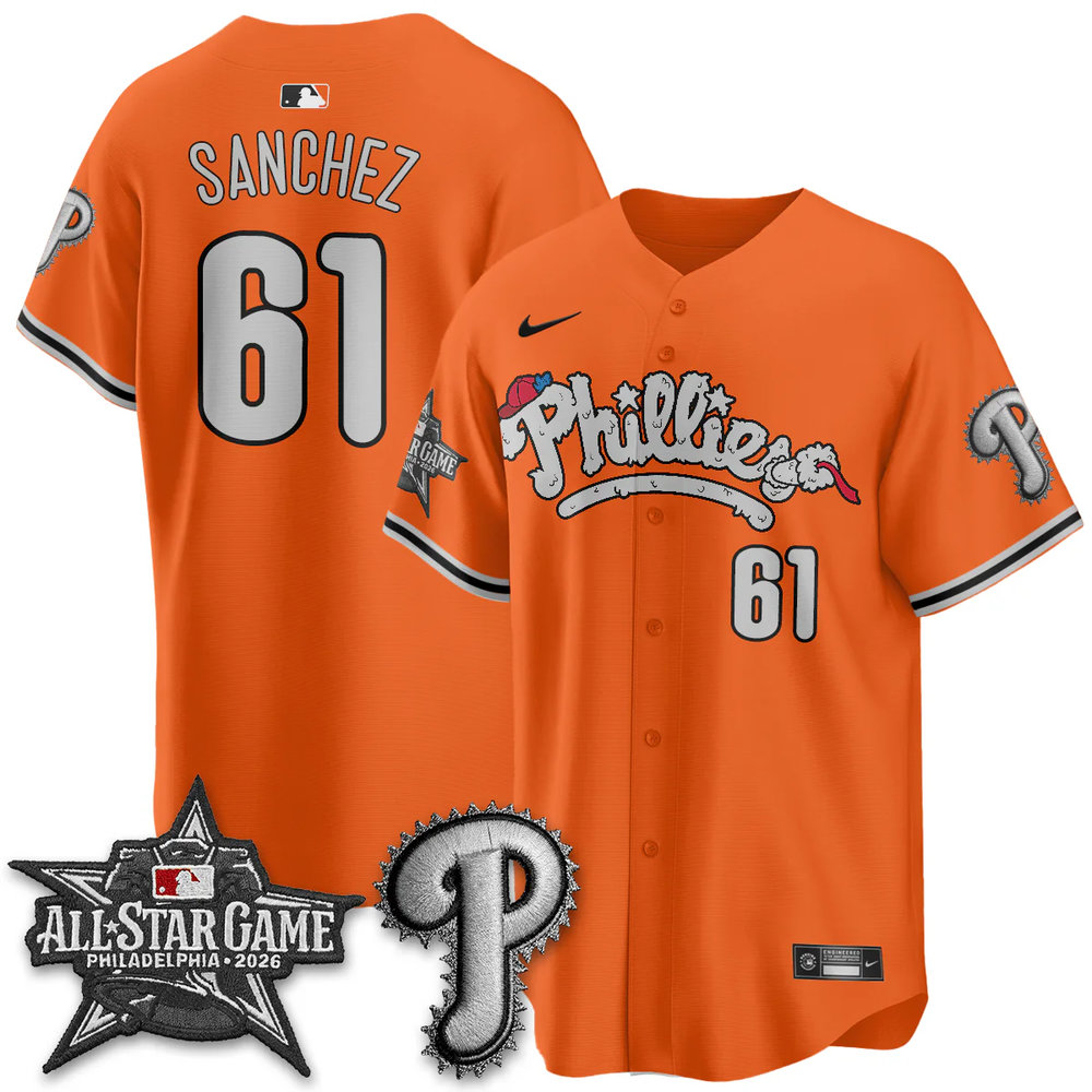 Men's Philadelphia Phillies #61 Cristopher Sanchez Orange 2026 MLB All-Star Jersey