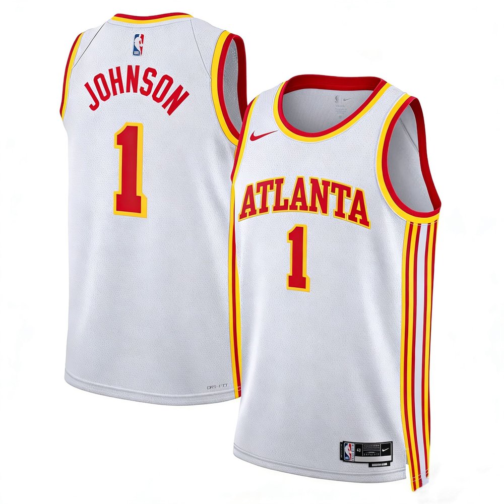 Men's Atlanta Hawks #1 Jalen Johnson White Swingman Association Edition Jersey Men's Atlanta Hawks #1 Jalen Johnson White Swingman Association Edition Jersey