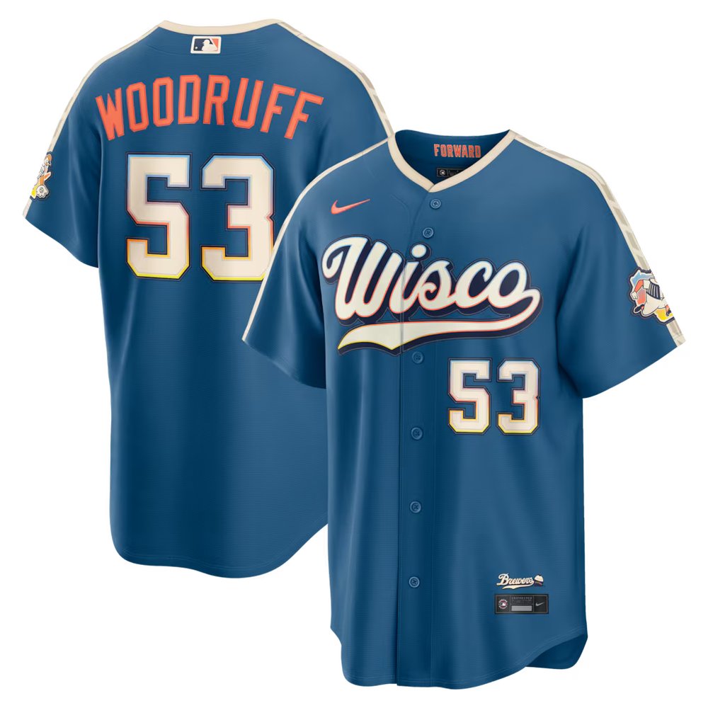 Men's Milwaukee Brewers #53 Brandon Woodruff Nike Mineral Blue 2026 City Connect Stadium Jersey Men's Milwaukee Brewers #53 Brandon Woodruff Nike Mineral Blue 2026 City Connect Stadium Jersey