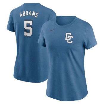 Women's Washington Nationals #5 CJ Abrams Nike Blue 2025 City Connect Fuse Name & Number 2.0 T-Shirt Women's Washington Nationals #5 CJ Abrams Nike Blue 2025 City Connect Fuse Name & Number 2.0 T-Shirt