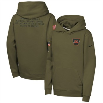 Youth Cincinnati Bengals Olive 2025 Salute to Service Club Fleece Hoodie Youth Cincinnati Bengals Olive 2025 Salute to Service Club Fleece Hoodie